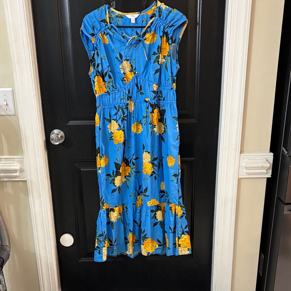 Floral Blue and Yellow Women's Dress size medium